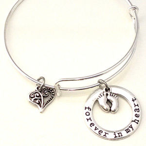 Forever In My Heart Baby Feet Charm Bracelet